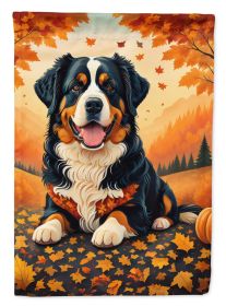 Bernese Mountain Dog Fall House Flag Large Porch Sleeve Pole Decorative Outside Yard Banner Artwork Wall Hanging, Polyester, House Size, Multicolor
