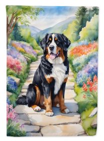 Bernese Mountain Dog Spring Path Garden Flag Mailbox Flag Decorative Yard Flag Banner Outside Patio Artwork Yard Flower Beds, Garden Size, Multicolor