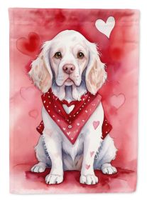 Clumber Spaniel My Valentine Garden Flag Mailbox Flag Decorative Yard Flag Banner Outside Patio Artwork Yard Flower Beds, Garden Size, Multicolor
