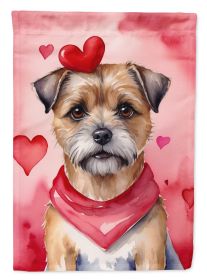 Border Terrier My Valentine Garden Flag Mailbox Flag Decorative Yard Flag Banner Outside Patio Artwork Yard Flower Beds, Garden Size, Multicolor