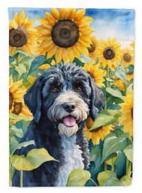 Portuguese Water Dog in Sunflowers Garden Flag Mailbox Flag Decorative Yard Flag Banner Outside Patio Artwork Yard Flower Beds, Garden Size