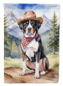 Greater Swiss Mountain Dog Cowboy Welcome Garden Flag Mailbox Flag Decorative Yard Flag Banner Outside Patio Artwork Yard Flower Beds, Garden Size