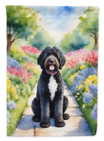 Portuguese Water Dog Spring Path Garden Flag Mailbox Flag Decorative Yard Flag Banner Outside Patio Artwork Yard Flower Beds, Garden Size, Multicolor