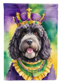 Portuguese Water Dog King of Mardi Gras Garden Flag Mailbox Flag Decorative Yard Flag Banner Outside Patio Artwork Yard Flower Beds, Garden Size