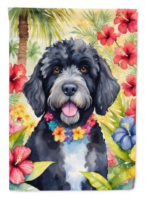 Portuguese Water Dog Luau Garden Flag Mailbox Flag Decorative Yard Flag Banner Outside Patio Artwork Yard Flower Beds, Garden Size, Multicolor