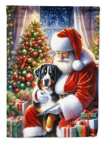 Greater Swiss Mountain Dog and Santa Claus House Flag Large Porch Sleeve Pole Decorative Outside Yard Banner Artwork Wall Hanging, Polyester