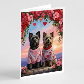 Skye Terrier Two Hearts Greeting Cards Pack of 8 Blank Cards with Envelopes Whimsical A7 Size 5x7 Blank Note Cards