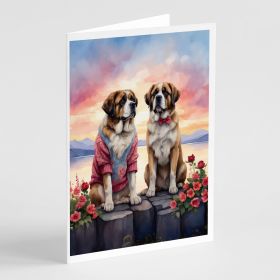 Saint Bernard Two Hearts Greeting Cards Pack of 8 Blank Cards with Envelopes Whimsical A7 Size 5x7 Blank Note Cards