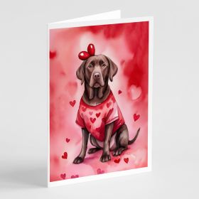 Chocolate Labrador Retriever My Valentine Greeting Cards Pack of 8 Blank Cards with Envelopes Whimsical A7 Size 5x7 Blank Note Cards