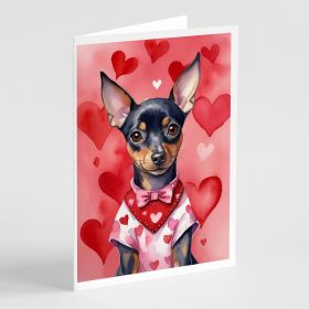 Miniature Pinscher My Valentine Greeting Cards Pack of 8 Blank Cards with Envelopes Whimsical A7 Size 5x7 Blank Note Cards