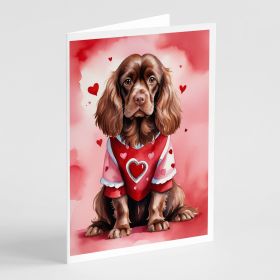 Sussex Spaniel My Valentine Greeting Cards Pack of 8 Blank Cards with Envelopes Whimsical A7 Size 5x7 Blank Note Cards
