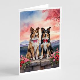Collie Two Hearts Greeting Cards Pack of 8 Blank Cards with Envelopes Whimsical A7 Size 5x7 Blank Note Cards