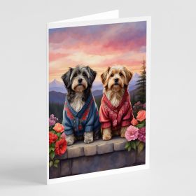 Tibetan Terrier Two Hearts Greeting Cards Pack of 8 Blank Cards with Envelopes Whimsical A7 Size 5x7 Blank Note Cards