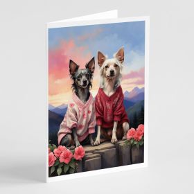 Chinese Crested Two Hearts Greeting Cards Pack of 8 Blank Cards with Envelopes Whimsical A7 Size 5x7 Blank Note Cards