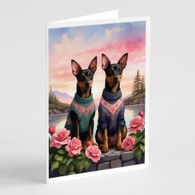 Manchester Terrier Two Hearts Greeting Cards Pack of 8 Blank Cards with Envelopes Whimsical A7 Size 5x7 Blank Note Cards