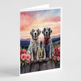 English Setter Two Hearts Greeting Cards Pack of 8 Blank Cards with Envelopes Whimsical A7 Size 5x7 Blank Note Cards