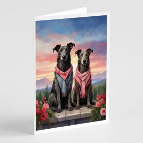 Scottish Deerhound Two Hearts Greeting Cards Pack of 8 Blank Cards with Envelopes Whimsical A7 Size 5x7 Blank Note Cards
