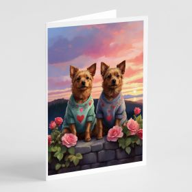Australian Terrier Two Hearts Greeting Cards Pack of 8 Blank Cards with Envelopes Whimsical A7 Size 5x7 Blank Note Cards