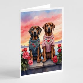 Bloodhound Two Hearts Greeting Cards Pack of 8 Blank Cards with Envelopes Whimsical A7 Size 5x7 Blank Note Cards