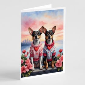 Rat Terrier Two Hearts Greeting Cards Pack of 8 Blank Cards with Envelopes Whimsical A7 Size 5x7 Blank Note Cards