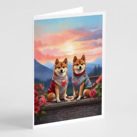 Shiba Inu Two Hearts Greeting Cards Pack of 8 Blank Cards with Envelopes Whimsical A7 Size 5x7 Blank Note Cards