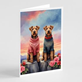Airedale Terrier Two Hearts Greeting Cards Pack of 8 Blank Cards with Envelopes Whimsical A7 Size 5x7 Blank Note Cards