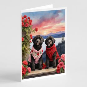 Portuguese Water Dog Two Hearts Greeting Cards Pack of 8 Blank Cards with Envelopes Whimsical A7 Size 5x7 Blank Note Cards
