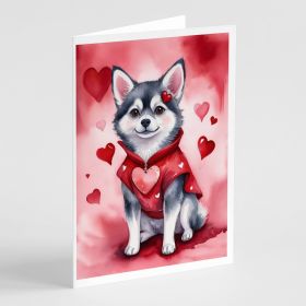 Alaskan Klee Kai My Valentine Greeting Cards Pack of 8 Blank Cards with Envelopes Whimsical A7 Size 5x7 Blank Note Cards