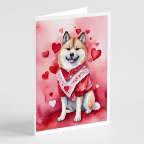 Akita My Valentine Greeting Cards Pack of 8 Blank Cards with Envelopes Whimsical A7 Size 5x7 Blank Note Cards