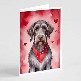 German Wirehaired Pointer My Valentine Greeting Cards Pack of 8 Blank Cards with Envelopes Whimsical A7 Size 5x7 Blank Note Cards