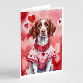 Brittany Spaniel My Valentine Greeting Cards Pack of 8 Blank Cards with Envelopes Whimsical A7 Size 5x7 Blank Note Cards