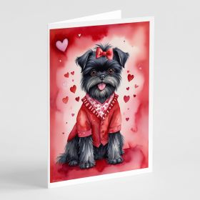 Affenpinscher My Valentine Greeting Cards Pack of 8 Blank Cards with Envelopes Whimsical A7 Size 5x7 Blank Note Cards