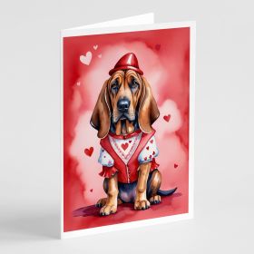 Bloodhound My Valentine Greeting Cards Pack of 8 Blank Cards with Envelopes Whimsical A7 Size 5x7 Blank Note Cards
