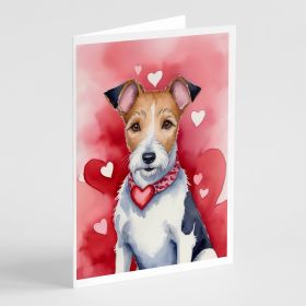 Fox Terrier My Valentine Greeting Cards Pack of 8 Blank Cards with Envelopes Whimsical A7 Size 5x7 Blank Note Cards