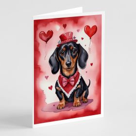 Dachshund My Valentine Greeting Cards Pack of 8 Blank Cards with Envelopes Whimsical A7 Size 5x7 Blank Note Cards