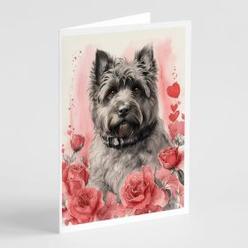 Bouvier des Flandres Valentine Roses Greeting Cards Pack of 8 Blank Cards with Envelopes Whimsical A7 Size 5x7 Blank Note Cards