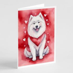 Samoyed My Valentine Greeting Cards Pack of 8 Blank Cards with Envelopes Whimsical A7 Size 5x7 Blank Note Cards
