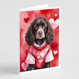 American Water Spaniel My Valentine Greeting Cards Pack of 8 Blank Cards with Envelopes Whimsical A7 Size 5x7 Blank Note Cards
