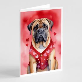 Bullmastiff My Valentine Greeting Cards Pack of 8 Blank Cards with Envelopes Whimsical A7 Size 5x7 Blank Note Cards