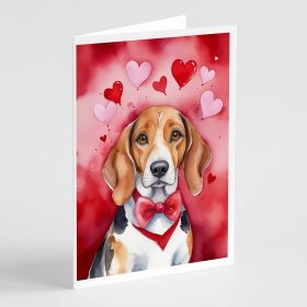 American Foxhound My Valentine Greeting Cards Pack of 8 Blank Cards with Envelopes Whimsical A7 Size 5x7 Blank Note Cards