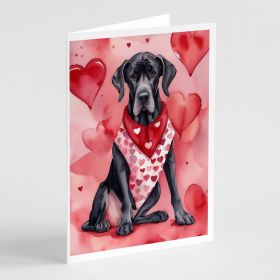 Great Dane My Valentine Greeting Cards Pack of 8 Blank Cards with Envelopes Whimsical A7 Size 5x7 Blank Note Cards