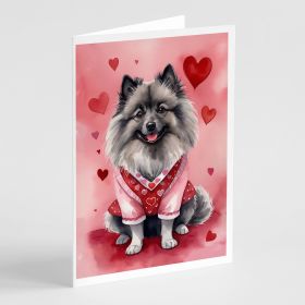 Keeshond My Valentine Greeting Cards Pack of 8 Blank Cards with Envelopes Whimsical A7 Size 5x7 Blank Note Cards