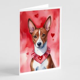 Basenji My Valentine Greeting Cards Pack of 8 Blank Cards with Envelopes Whimsical A7 Size 5x7 Blank Note Cards