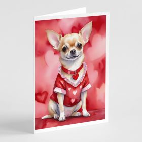 Chihuahua My Valentine Greeting Cards Pack of 8 Blank Cards with Envelopes Whimsical A7 Size 5x7 Blank Note Cards