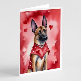Belgian Malinois My Valentine Greeting Cards Pack of 8 Blank Cards with Envelopes Whimsical A7 Size 5x7 Blank Note Cards
