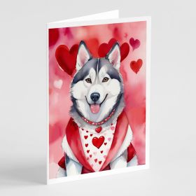 Siberian Husky My Valentine Greeting Cards Pack of 8 Blank Cards with Envelopes Whimsical A7 Size 5x7 Blank Note Cards