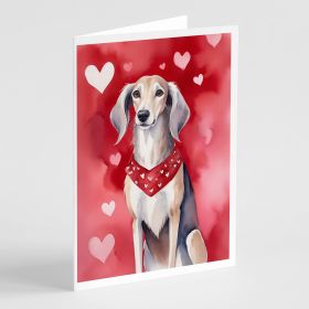 Saluki My Valentine Greeting Cards Pack of 8 Blank Cards with Envelopes Whimsical A7 Size 5x7 Blank Note Cards