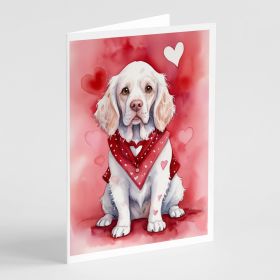 Clumber Spaniel My Valentine Greeting Cards Pack of 8 Blank Cards with Envelopes Whimsical A7 Size 5x7 Blank Note Cards