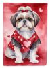 Shih Tzu My Valentine House Flag Large Porch Sleeve Pole Decorative Outside Yard Banner Artwork Wall Hanging, Polyester, House Size, Multicolor