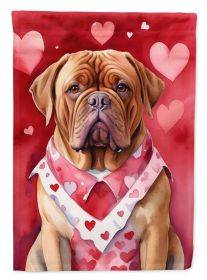 Dogue de Bordeaux My Valentine House Flag Large Porch Sleeve Pole Decorative Outside Yard Banner Artwork Wall Hanging, Polyester, House Size